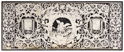Arte barocca emiliana, Paliotto in scagliola monocroma bianco su nero con San Michele arcangelo, ...