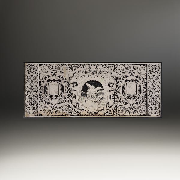 Paliotto in scagliola monocroma bianco su nero. Arte barocca emiliana, seconda metà del XVII secolo