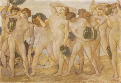 Scena allegorica, olio su cartone