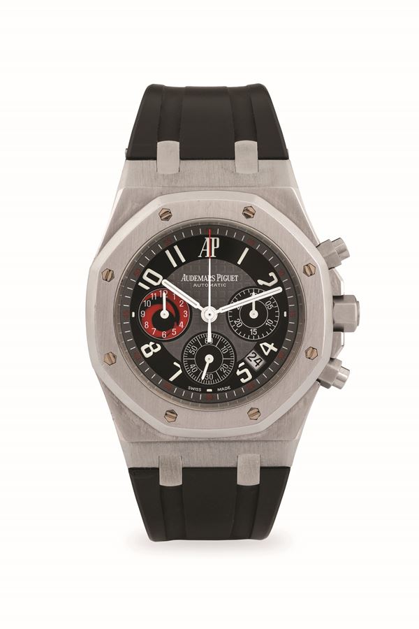 Audemars Piguet - Royal Oak cronografo in acciaio ref. 25979ST, edizione limitata “Alinghi City of Sail”, con cinturino in caucciù e chiusura deployante, circa 2003