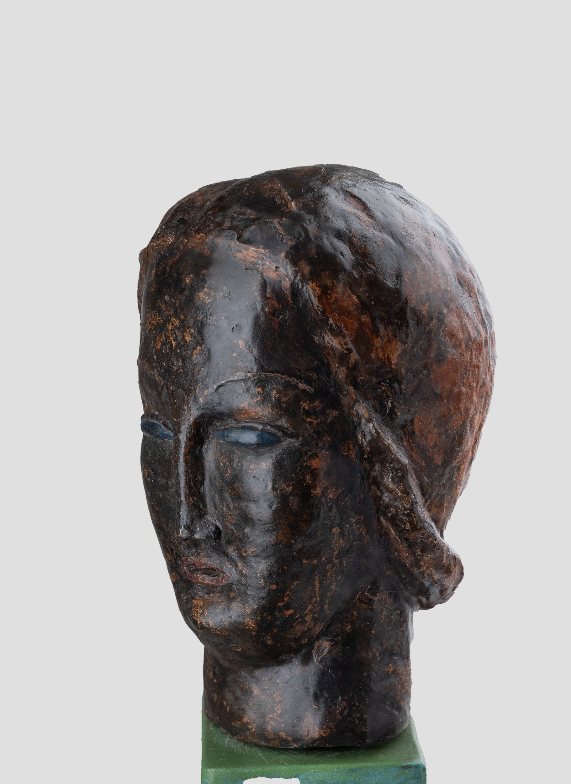 Giacomo Manzù - Testa di donna, scultura in gesso e argilla dipinti