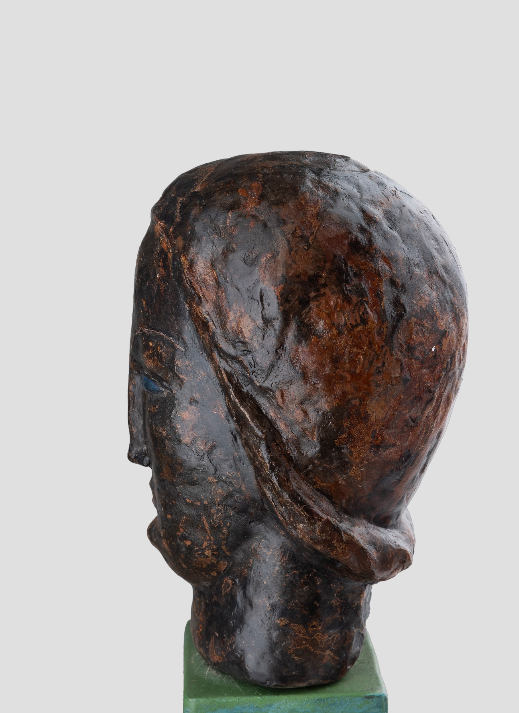 Giacomo Manzù - Testa di donna, scultura in gesso e argilla dipinti