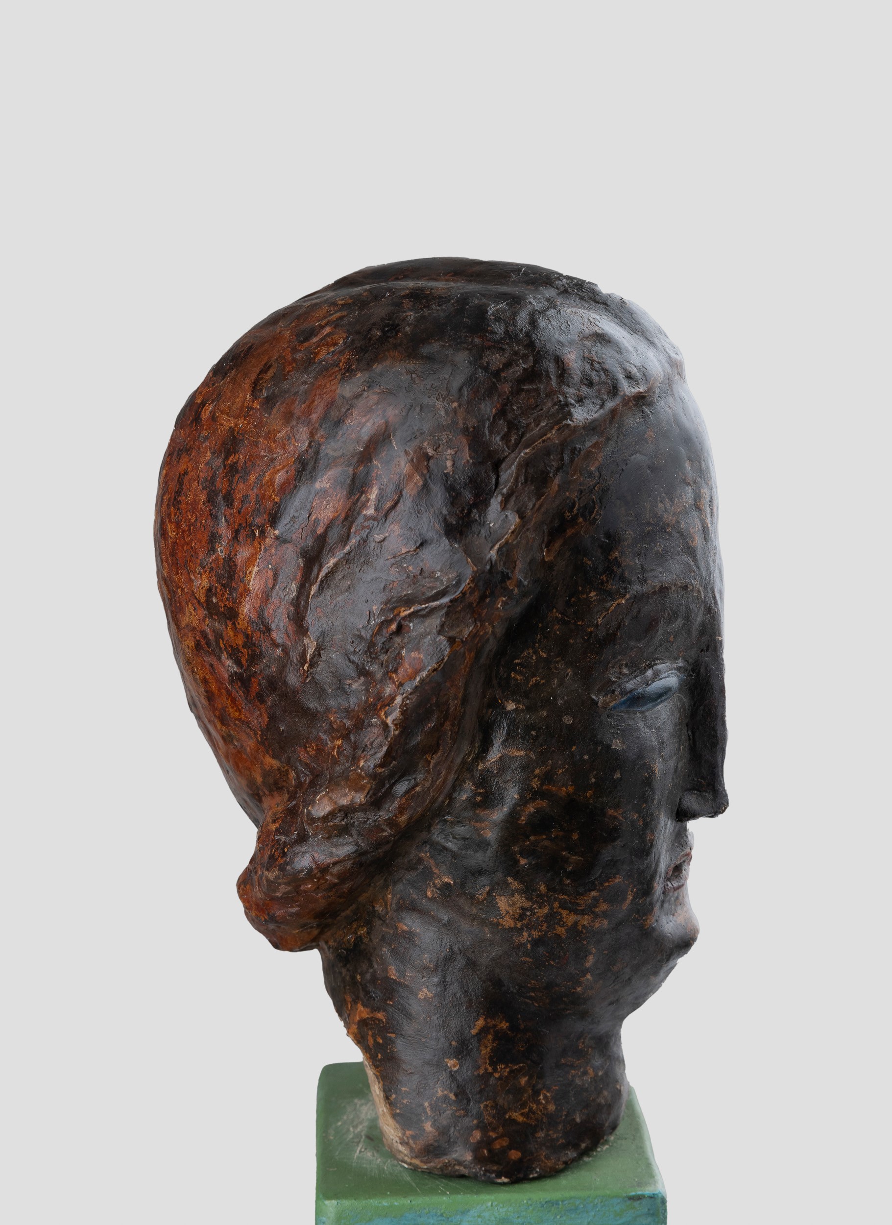Giacomo Manzù - Testa di donna, scultura in gesso e argilla dipinti