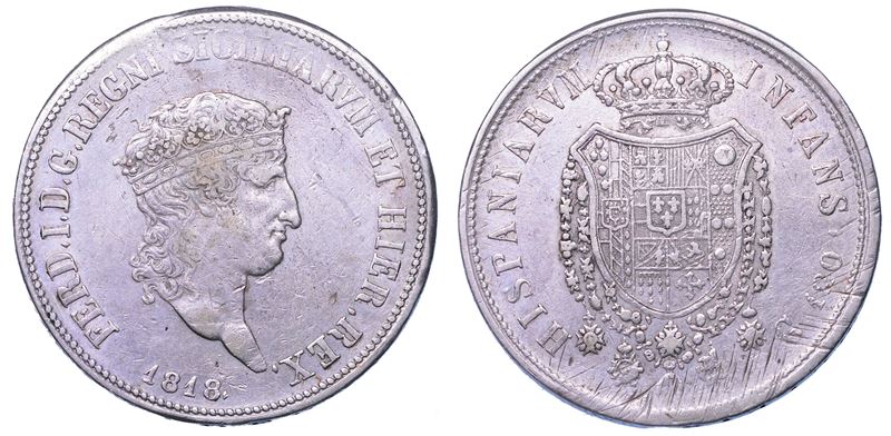 NAPOLI. FERDINANDO I DI BORBONE, 1816-1825. Piastra da 120 Grana 1818.  - Asta Numismatica Light - Cambi Casa d'Aste
