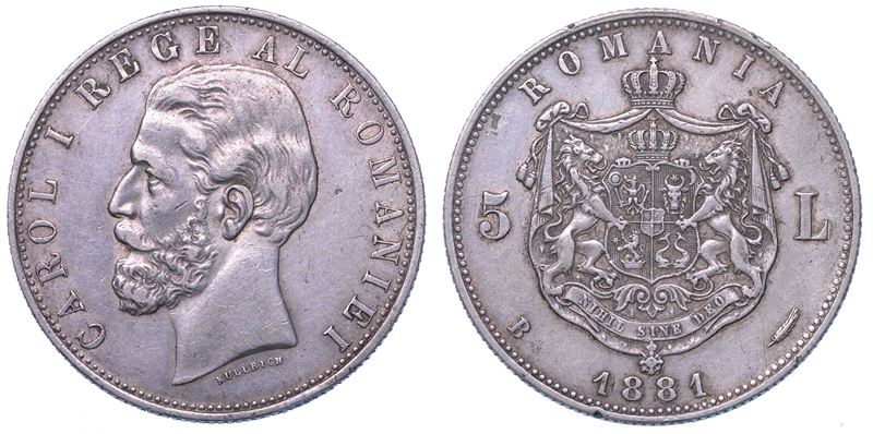 ROMANIA. CAROL I, 1866-1914. 5 Lei 1881.  - Asta Numismatica Light - Cambi Casa d'Aste