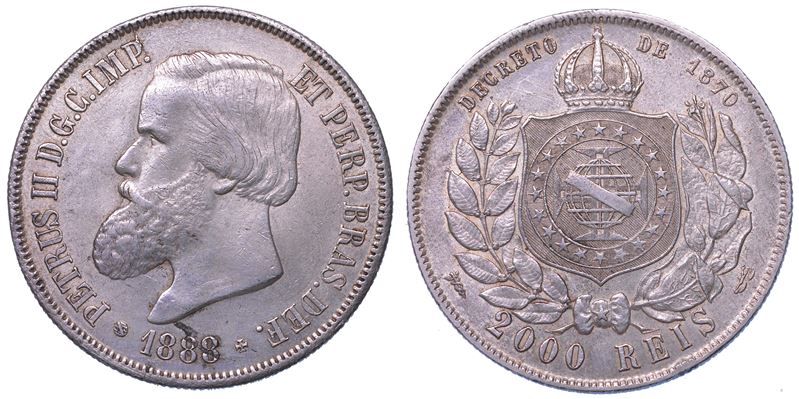 BRASILE. PEDRO II, 1831-1889. 2000 Reis 1888.  - Auction Light Numismatics - Cambi Casa d'Aste