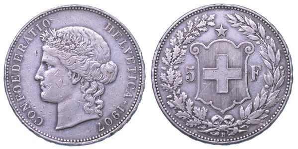 SVIZZERA. CONFEDERAZIONE. 5 Francs 1907.