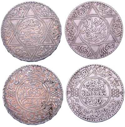 Moulay Al-Hasan I e Moulay Yusuf, Lotto di due monete da 10 Dirhams (1882 e 1917)