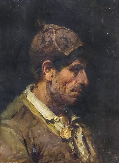 Testa di pescatore, olio su tela