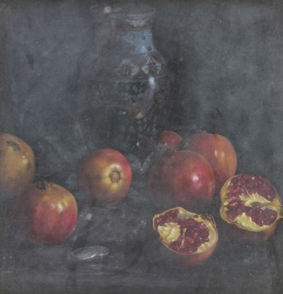 Scuola del XX secolo, Melograni, olio su tavola