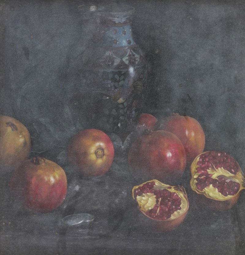 Scuola del XX secolo Melograni  - olio su tavola - Asta Antiquariato - Cambi Casa d'Aste