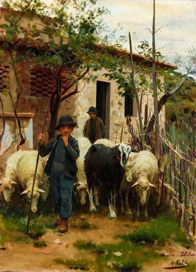 All’ovile, olio su tela