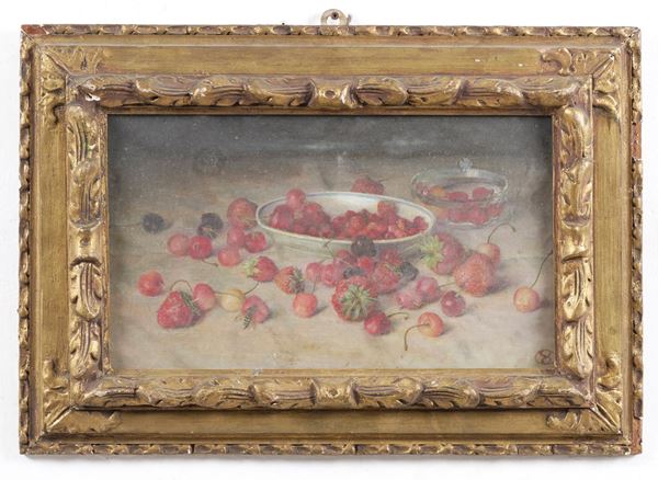 Pittore del XX secolo Fragole e ciliegie