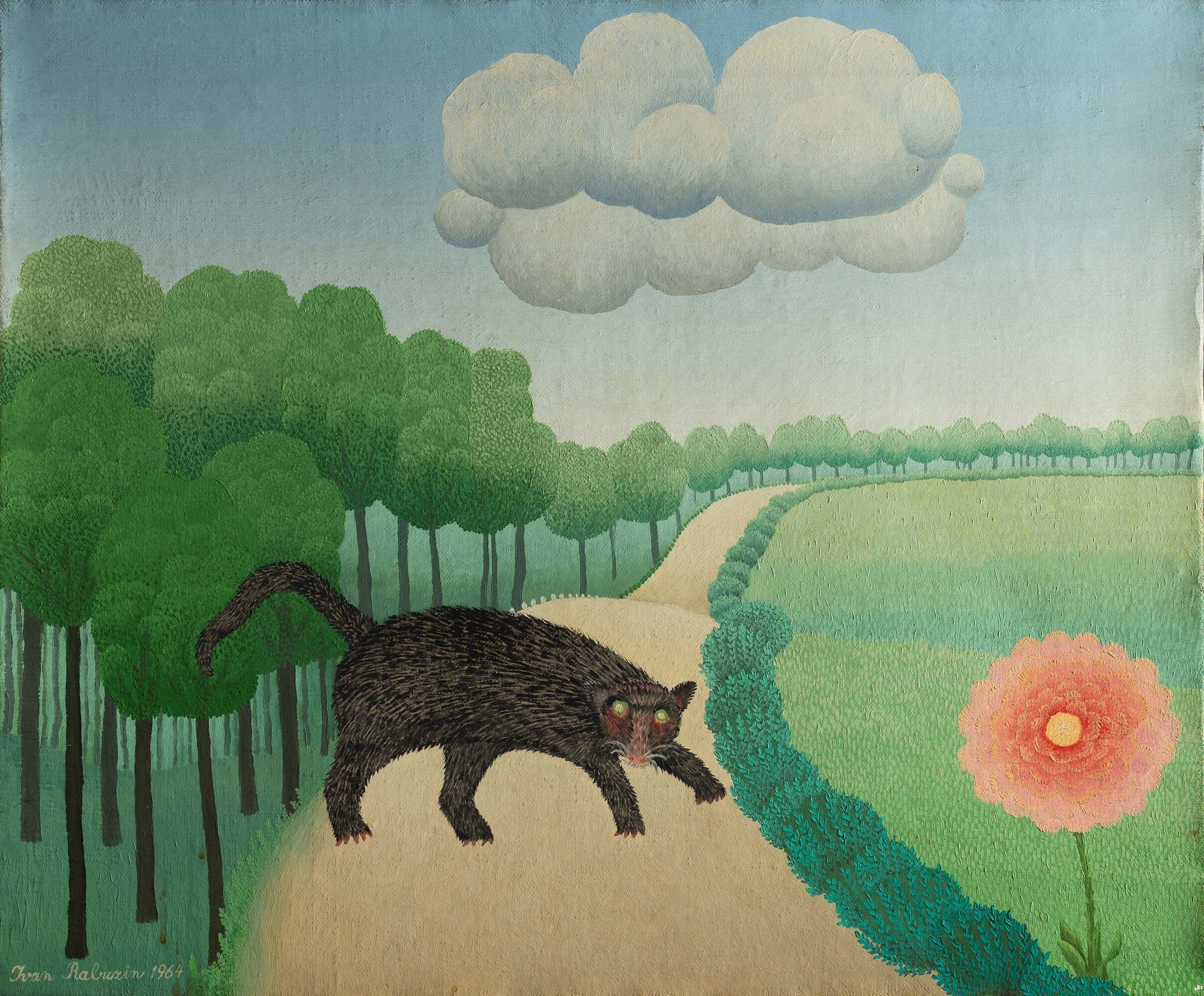 Ivan Rabuzin - Le chat, olio su tela, 1964