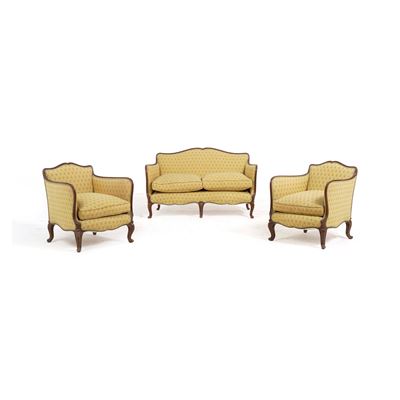 Divano in legno con poltroncine abbinate