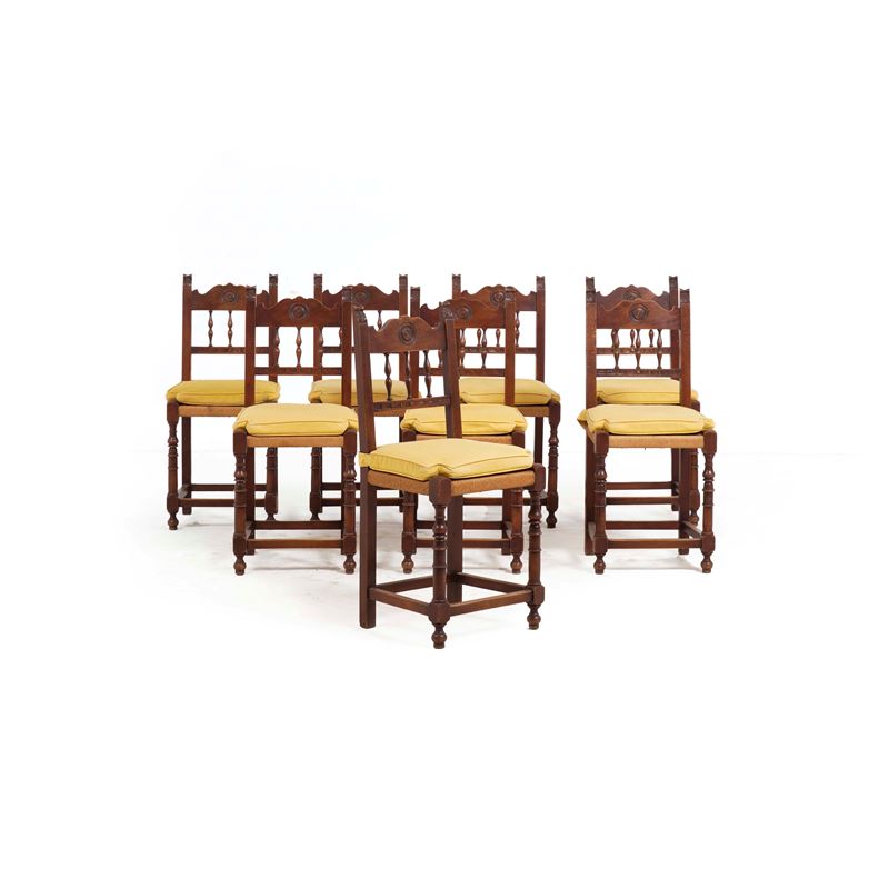 Otto sedie in legno  - Asta Antiquariato - Cambi Casa d'Aste