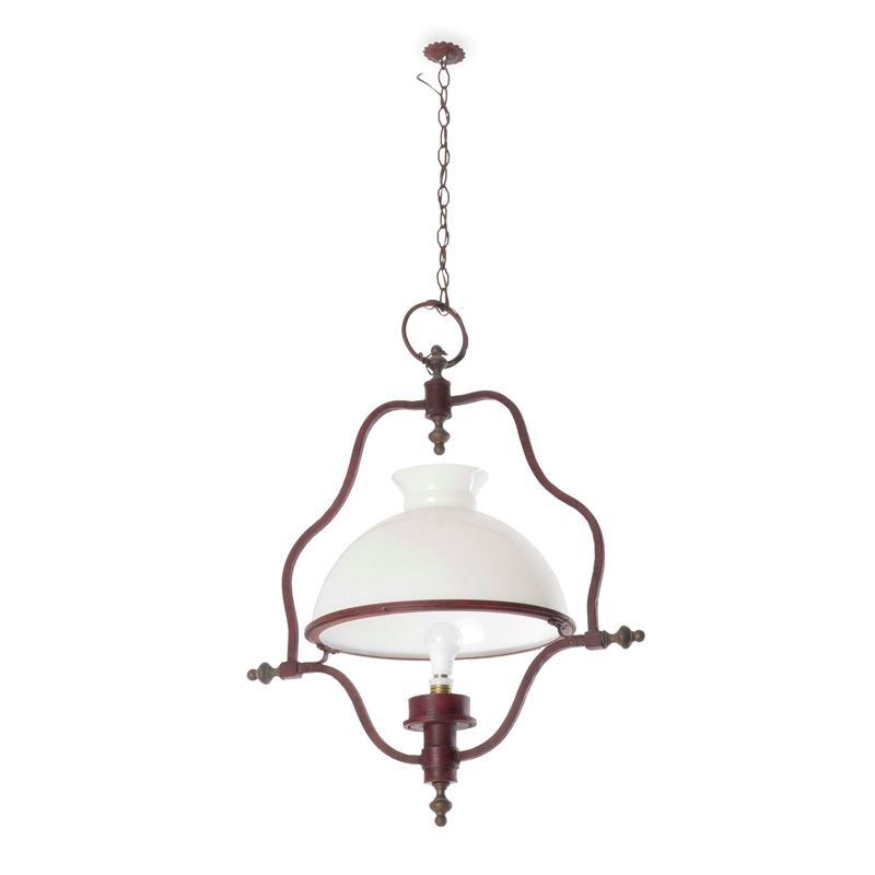 Lampadario in metallo e vetro  - Asta Antiquariato - Cambi Casa d'Aste