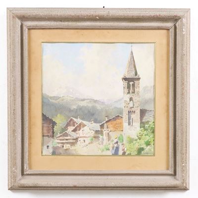 Paesello alpestre - acquerello su carta