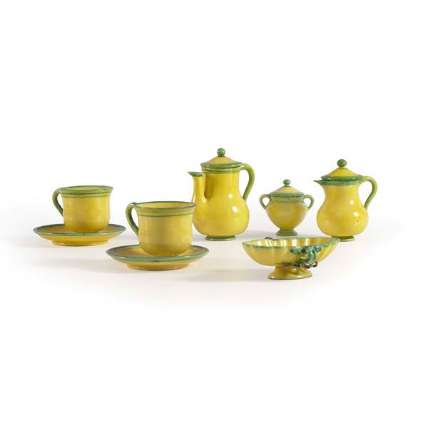 Set da caffè per due persone.<BR>Deruta, XX secolo.