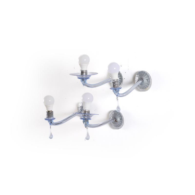 Lotto di quattro appliques a una luce in vetro di Murano. Italia XX secolo  - Auction Antiques - Cambi Casa d'Aste