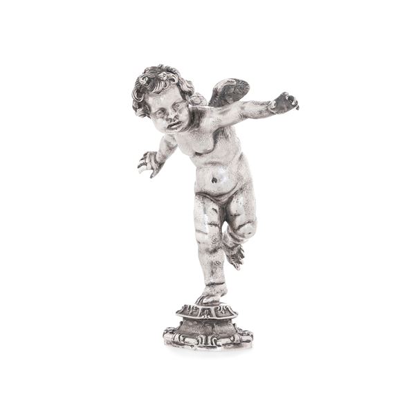 Putto danzante. Argenteria artistica milanese del XX secolo. Argentiere Ilario Pradella per Mario Buccellati