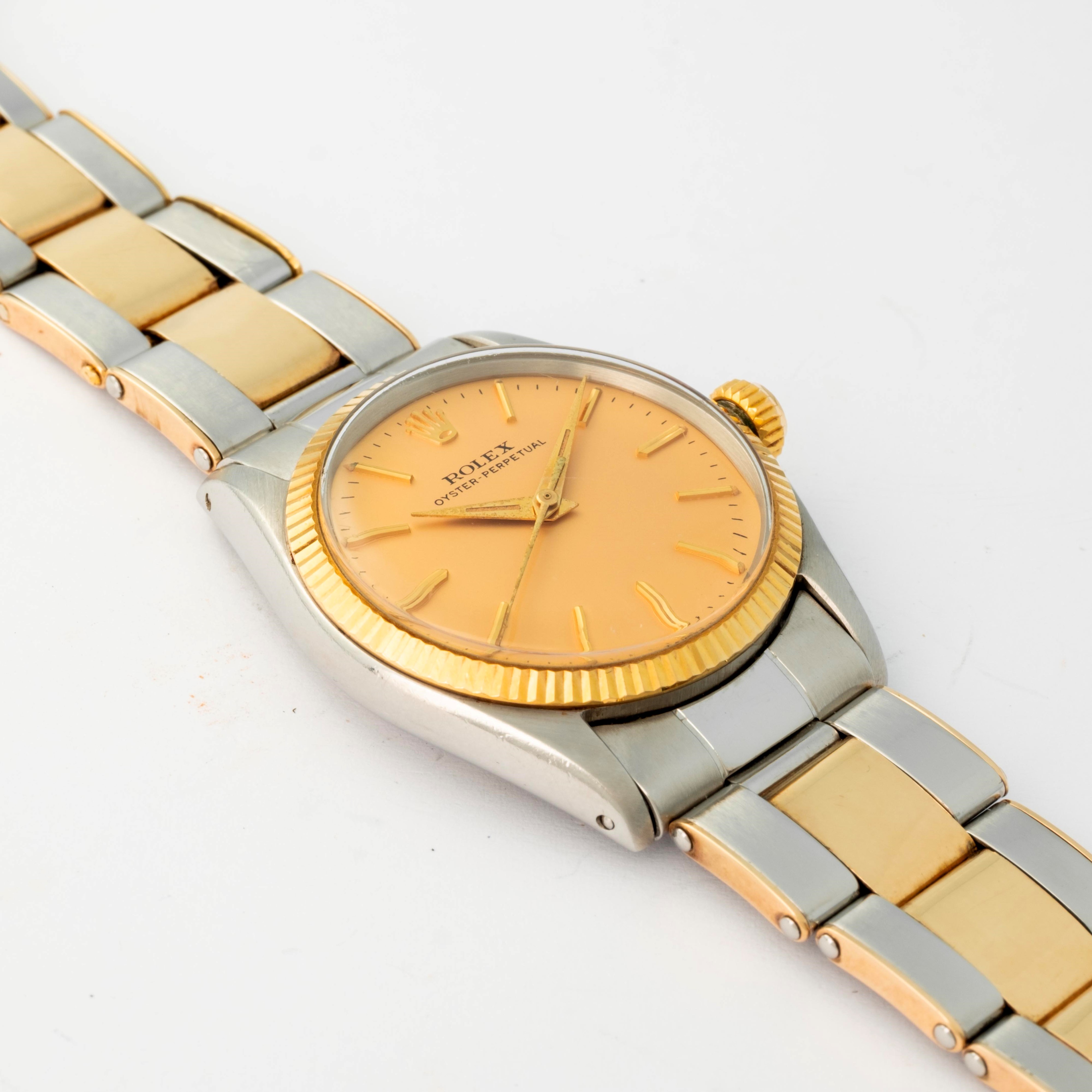 Rolex - Oyster Perpetual ref. 6551 in acciaio e oro con quadrante champagne, circa 1965