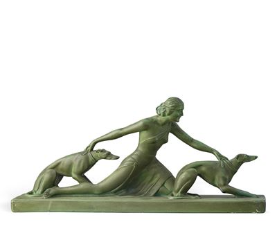 Salvatore Melani, Donna con levrieri, gesso monocromo