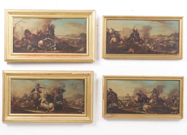 Scuola del XVIII secolo Scontro tra cristiani e ottomani