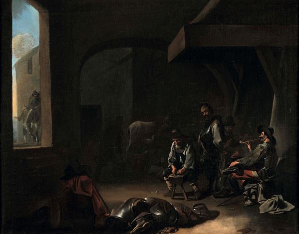 Scena di genere con soldati e artigiani