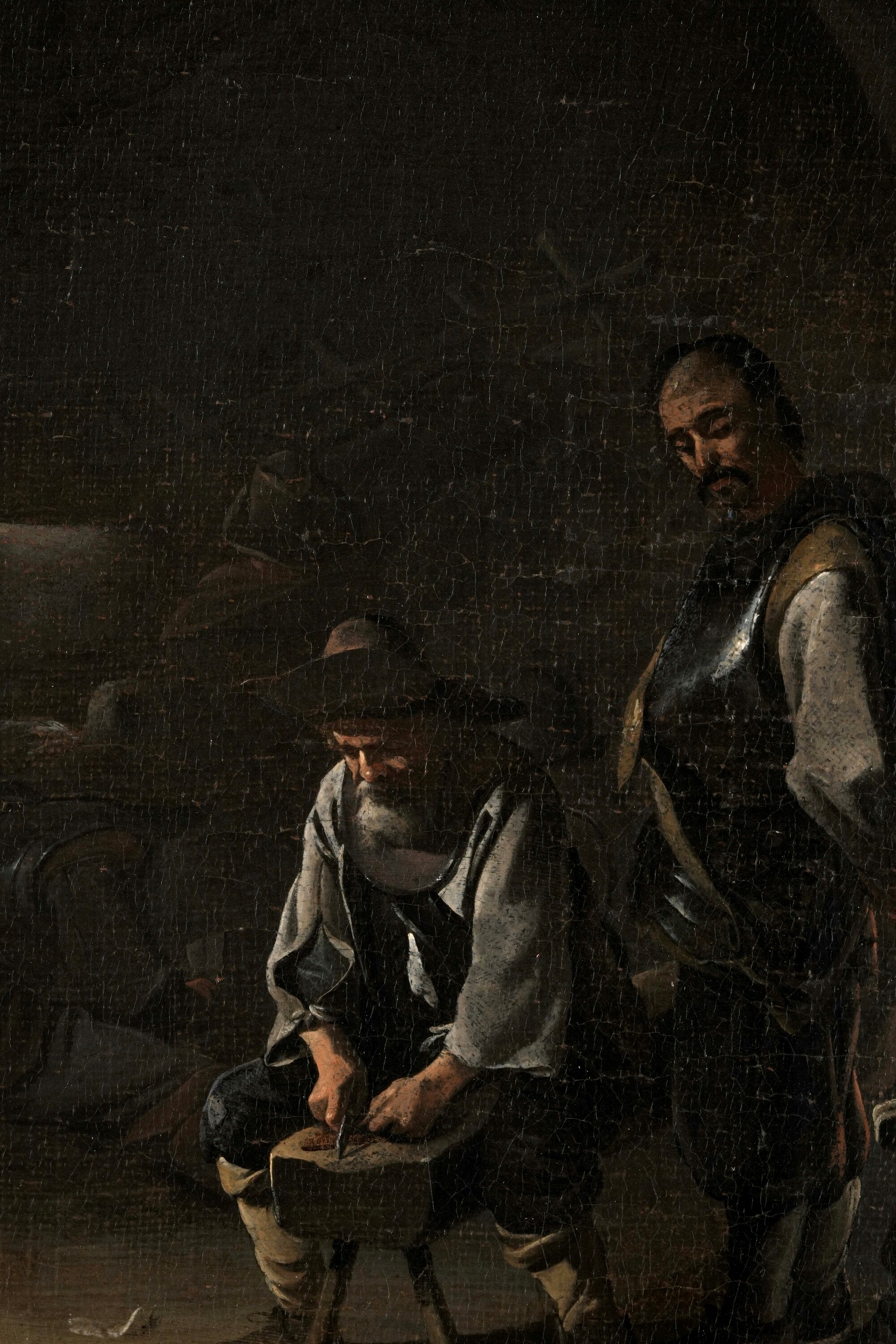 Maestro dei Mestieri (attivo in Italia nel Corso del XVII Secolo) - Scena di genere con soldati e...