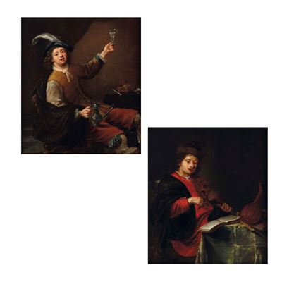 Allegorie dell'Udito e del Gusto, olio su tavoletta