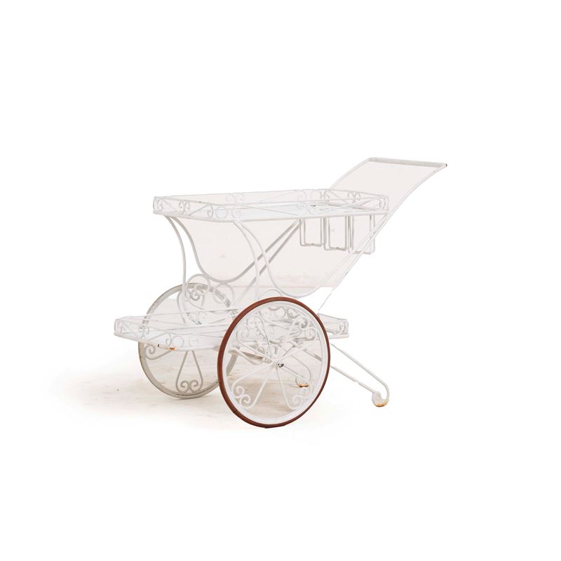 Carrello a due piano in ferro battuto dipinto  - Auction Antiques - Cambi Casa d'Aste
