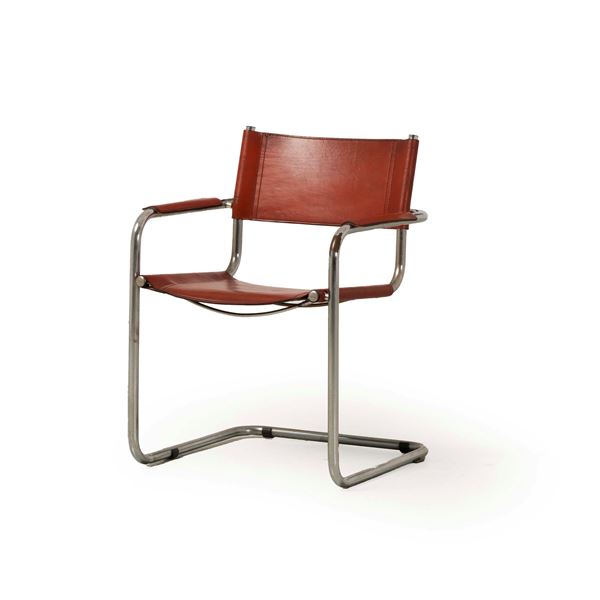 Poltrona con struttura tubolare in acciaio