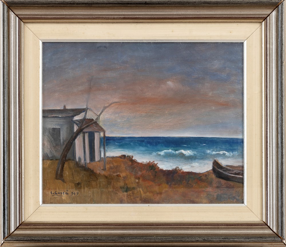 Carlo Carrà - Marina, olio su tela del 1949