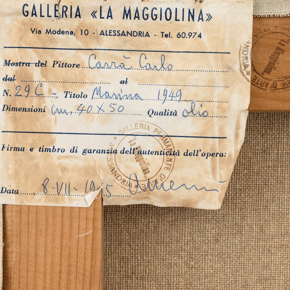 Carlo Carrà - Marina, olio su tela del 1949
