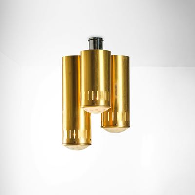 Lampada a sospensione in ottone e cristallo