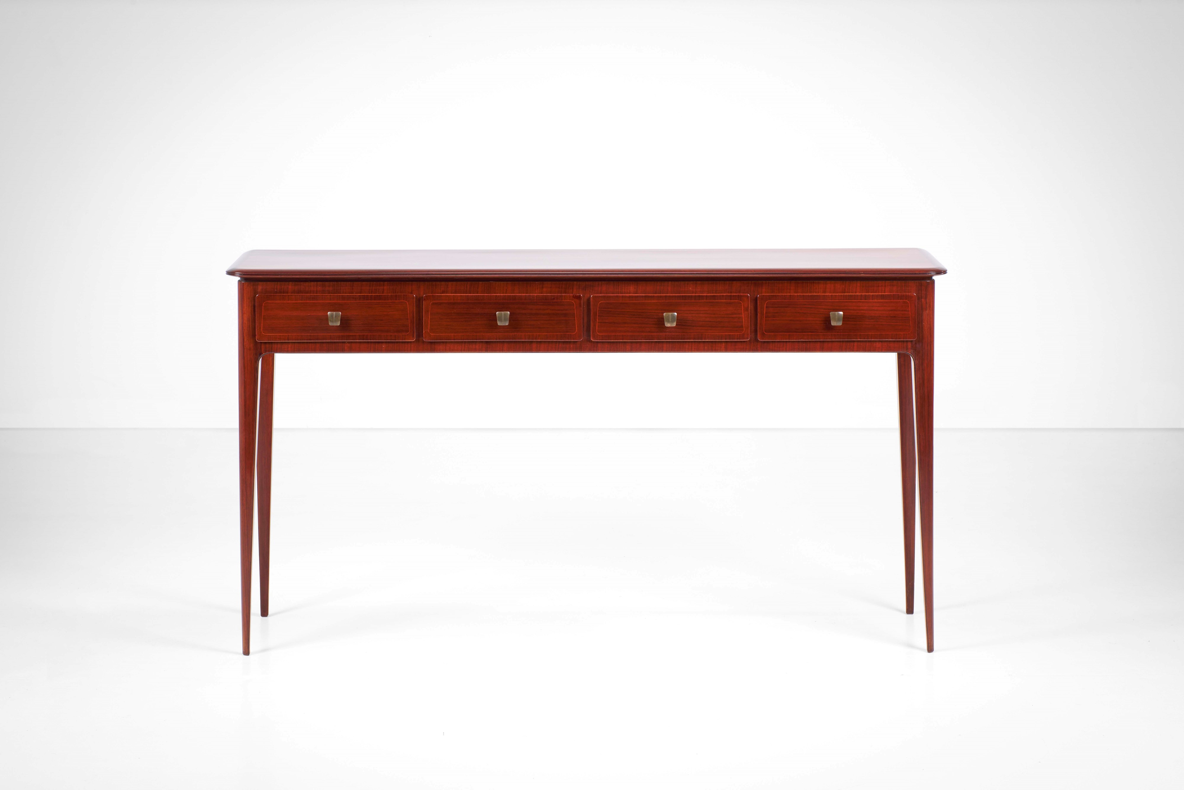 Paolo Buffa - Console con cassetti in legno e ottone, circa 1950