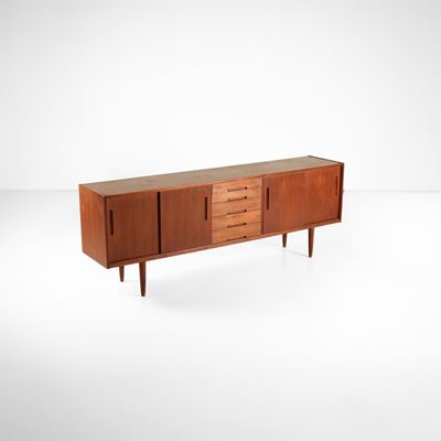 Mobile contenitore in legno con rivestimenti interni in tessuto