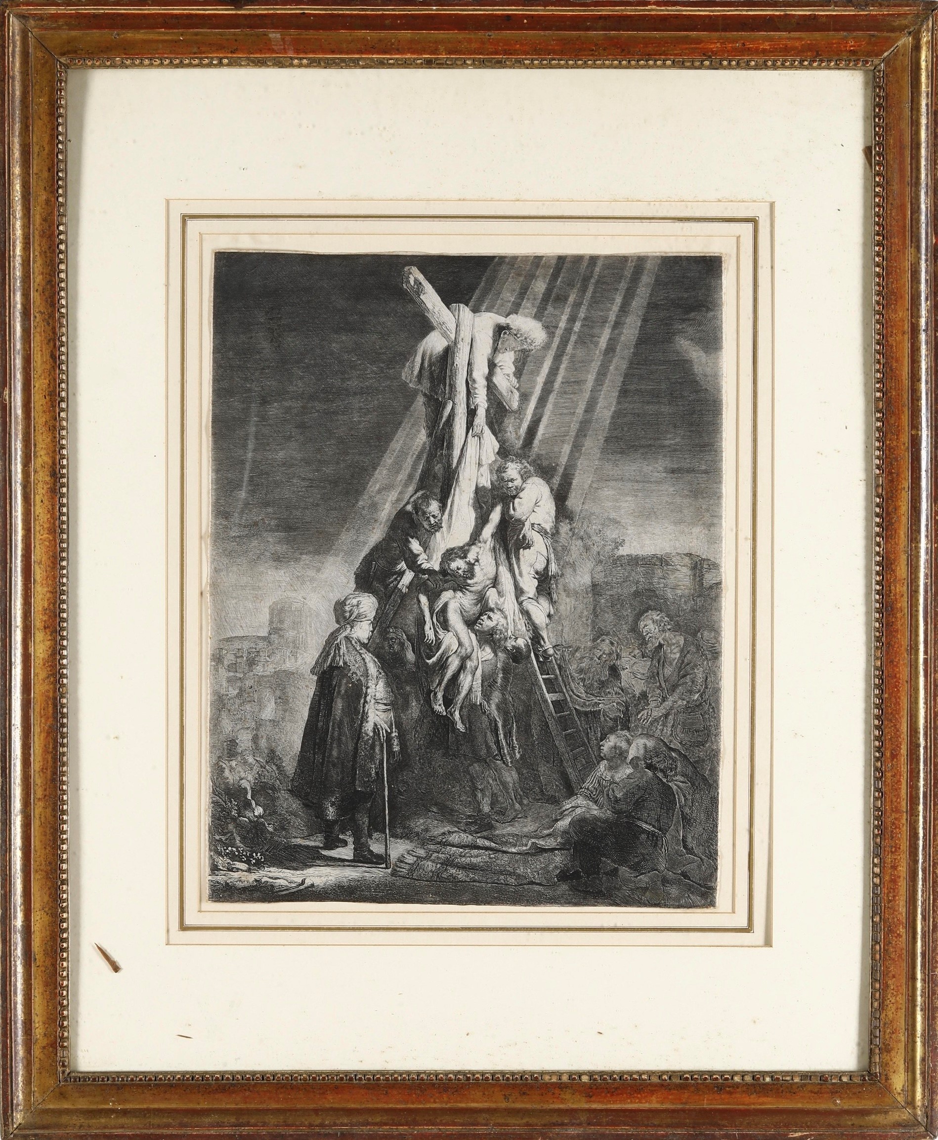 Rembrandt Harmenszoon van Rijn, Deposizione dalla croce, acquaforte, bulino e puntasecca, 1633 ci...