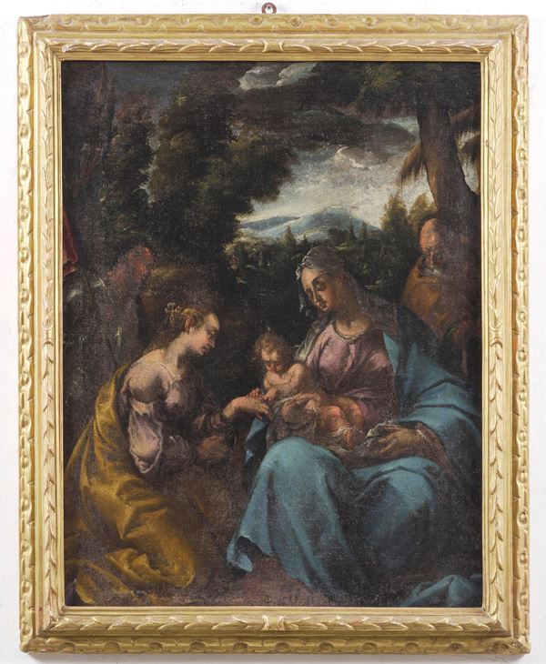 Scuola del XVII secolo Matrimonio mistico di Santa Caterina