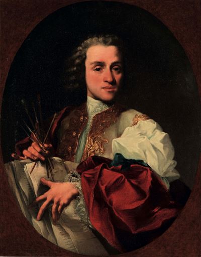 Scuola italiana del XVIII secolo, Ritratto del pittore, olio su tela