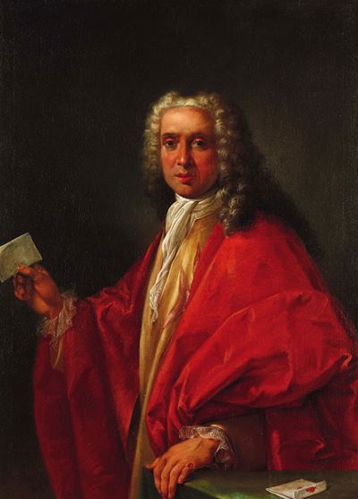 Ritratto di gentiluomo con lettera, olio su tela