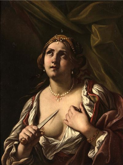 Scuola Caravaggesca del XVII secolo, Lucrezia - olio su tela