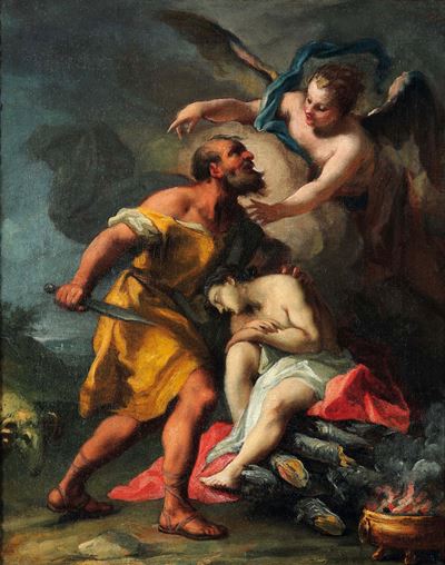 Sacrificio di Isacco, olio su tela