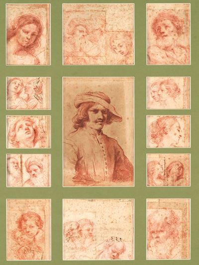 Autoritratto giovanile, matita rossa su carta