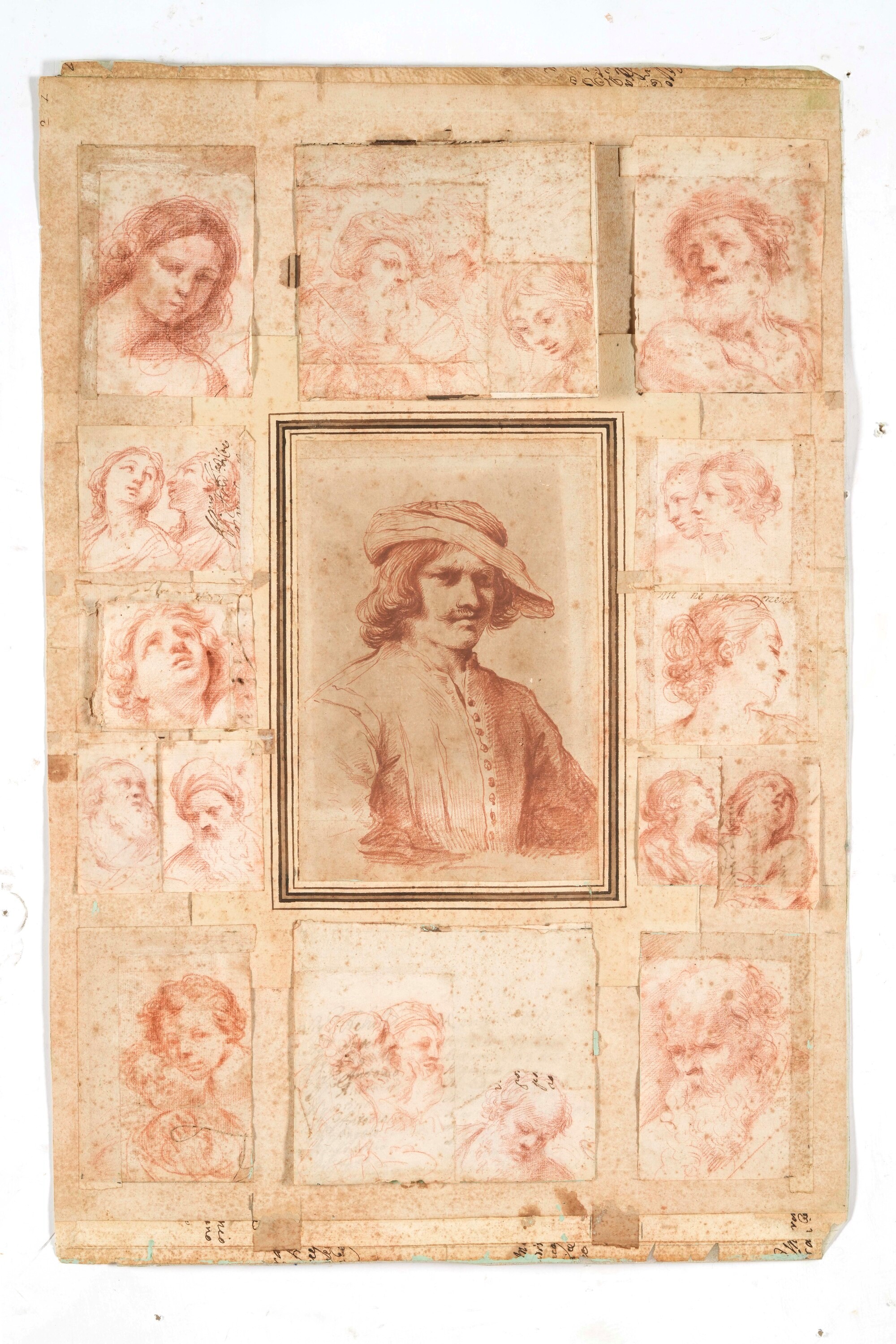 Giovanni Francesco Barbieri Detto il Guercino - Autoritratto giovanile, matita rossa su carta