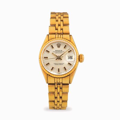 Lady Datejust in oro giallo 18 k con quadrante Argentè, circa 1970