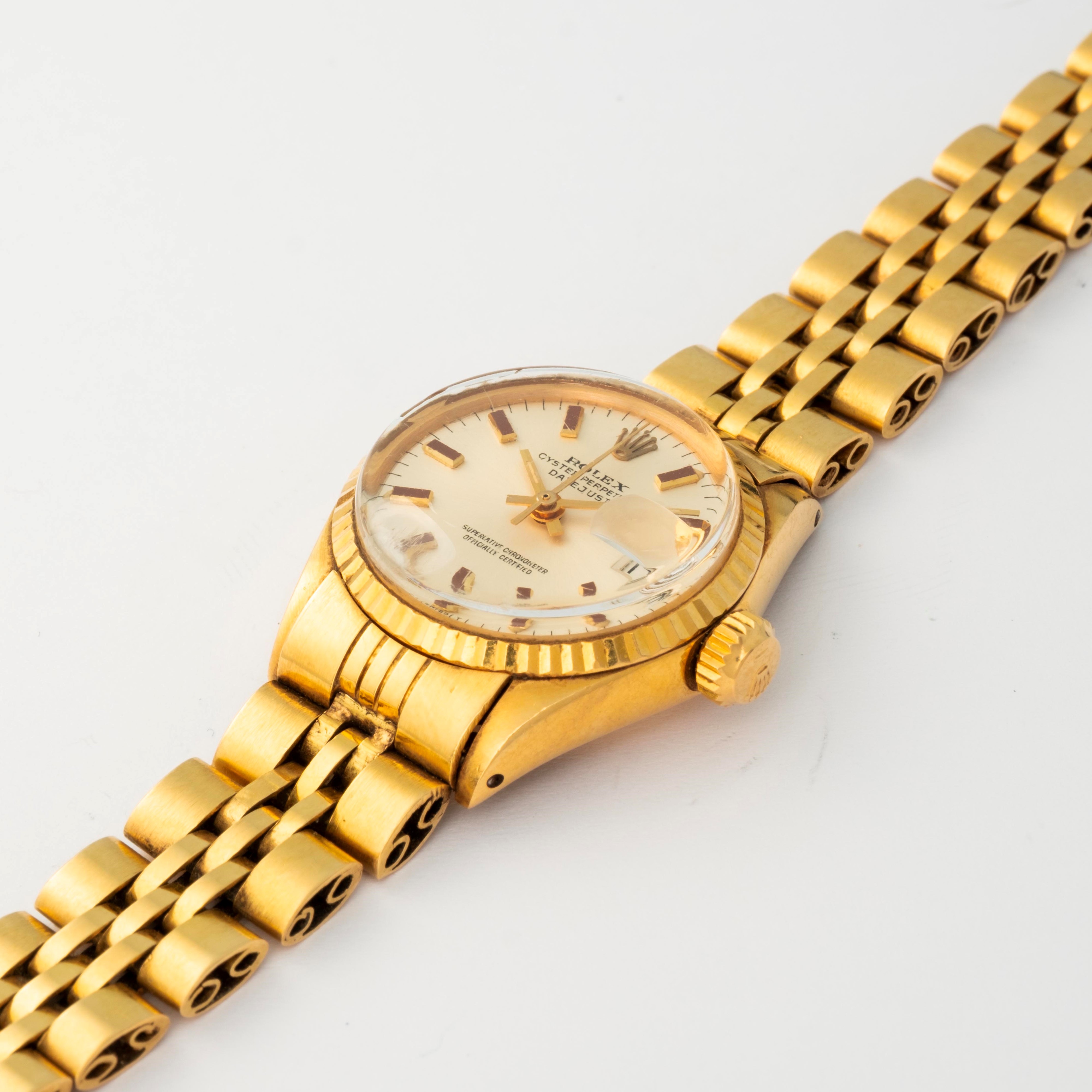 Rolex - Lady Datejust in oro giallo 18 k con quadrante Argentè, circa 1970