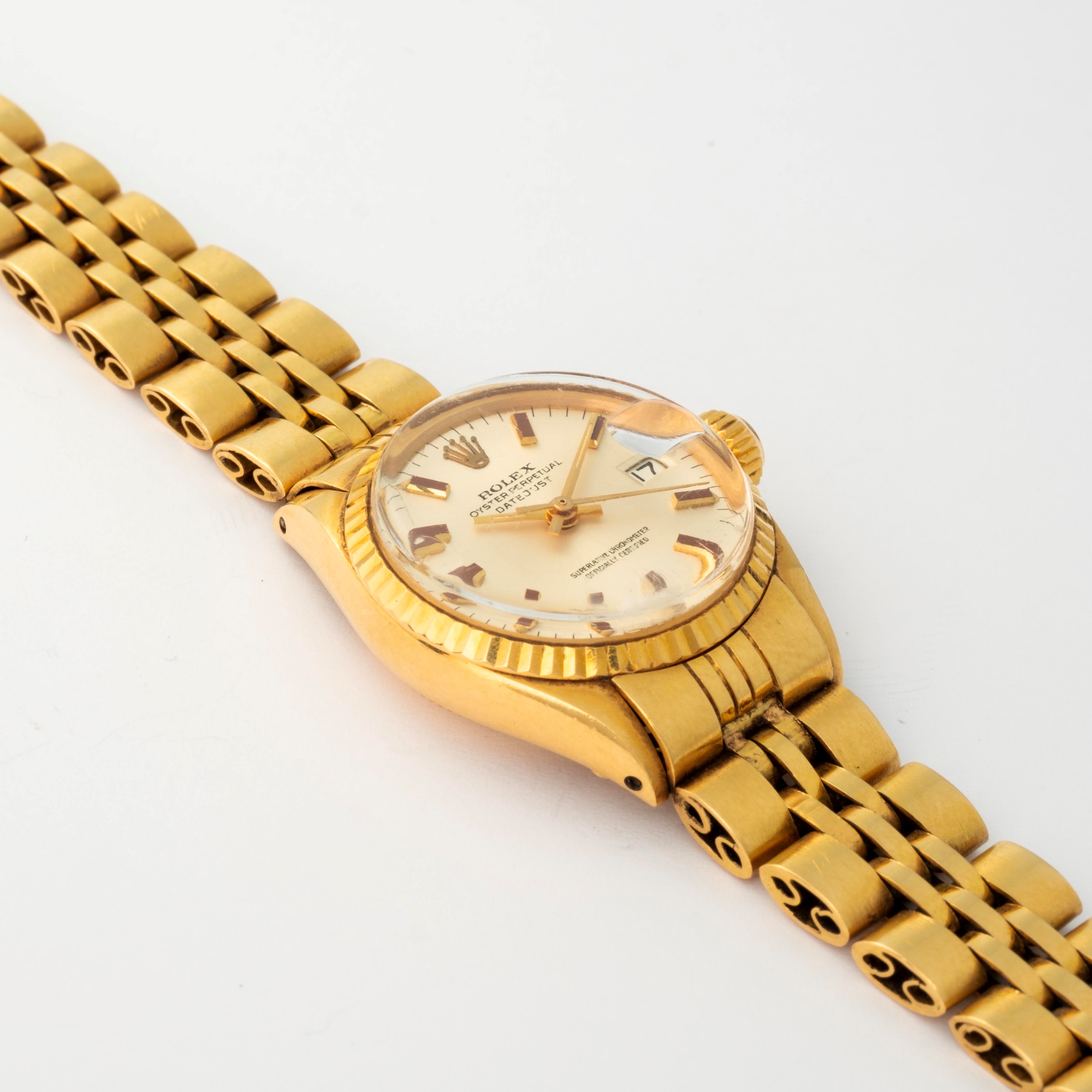 Rolex - Lady Datejust in oro giallo 18 k con quadrante Argentè, circa 1970