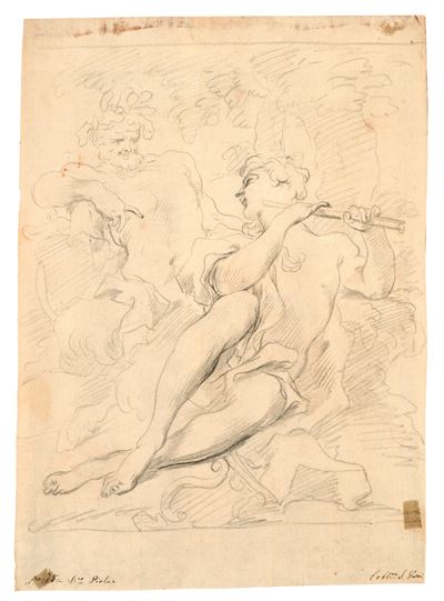 Apollo e Marsia, matita nera su carta